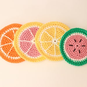 Crochet Fruits Coaster Set, Citrus Drink Coasters, Crochet Summer Coasters, Lemon Coaster, Grapefruit Coaster, Orange Coaster, Watermelon image 10