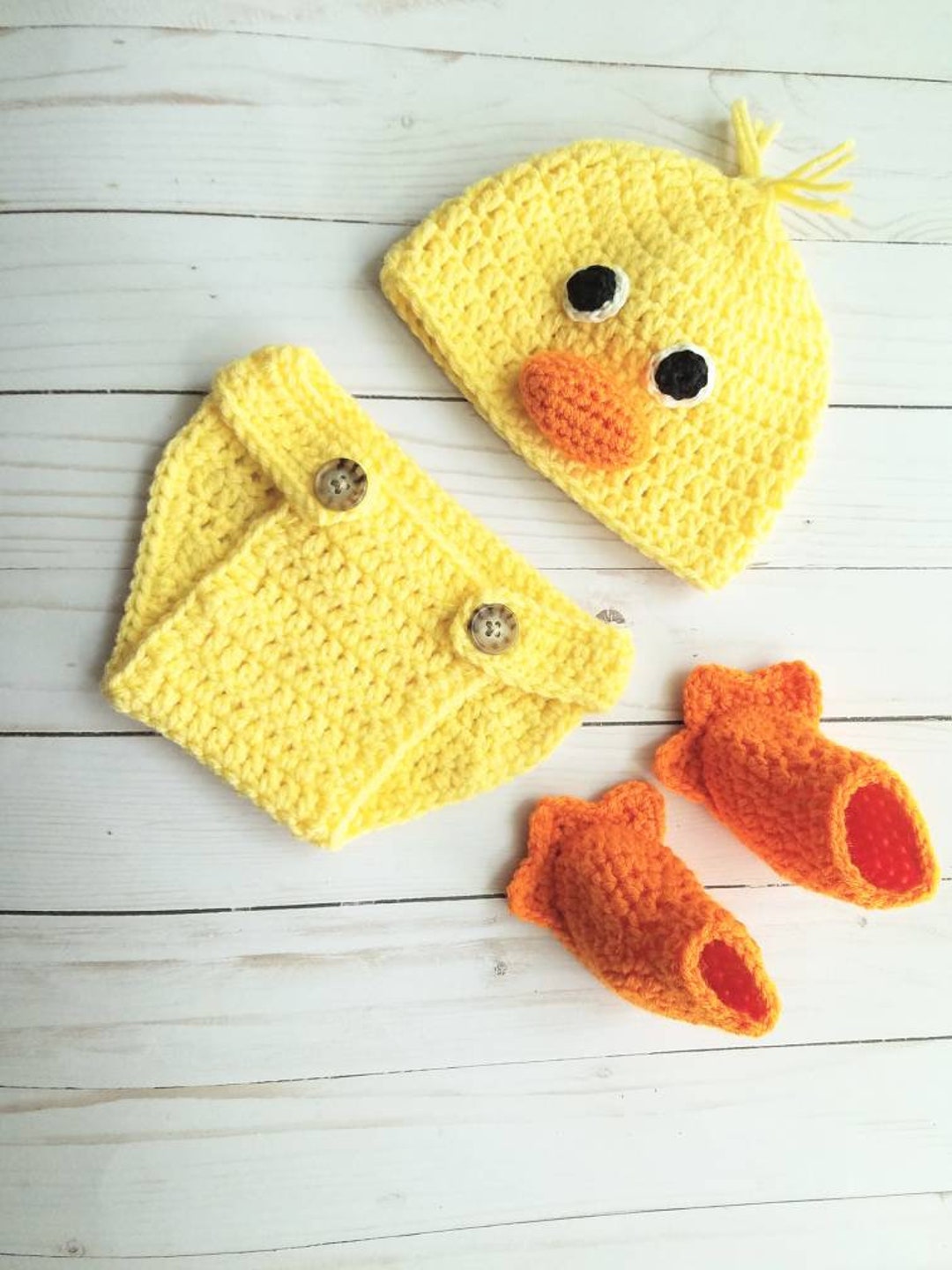 Newborn Duck Outfit, Crochet Baby Duck Hat Set, Newborn Photography