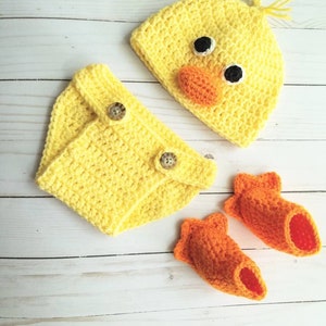 Newborn Duck Outfit, Crochet Baby Duck Hat Set, Newborn Photography Prop Outfit
