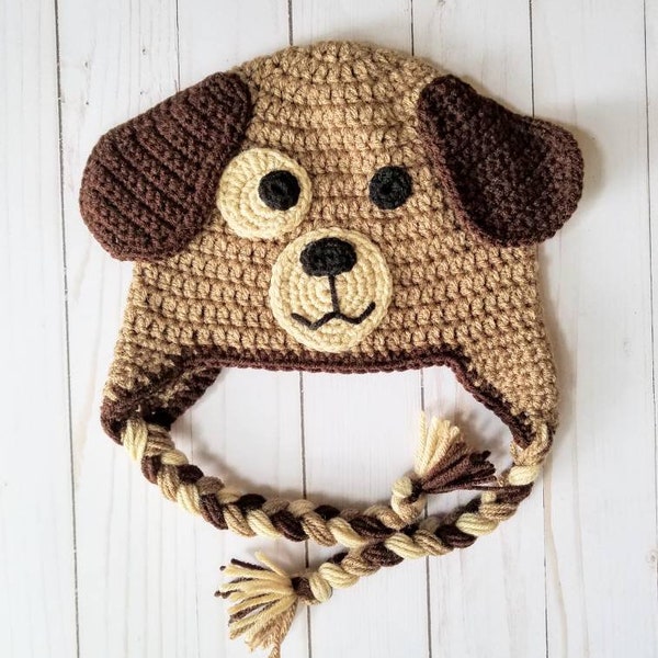 Crochet Puppy Baby Hat, Holiday Kids Dog Hat, Unique Baby Shower Gift, Winter Hat