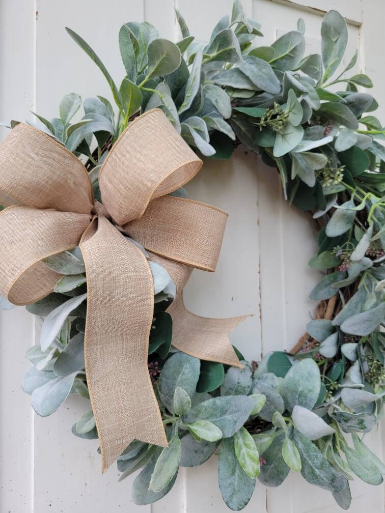 Everyday Lambs Ear Eucalyptus Wreath for Front Door Natural - Etsy.de