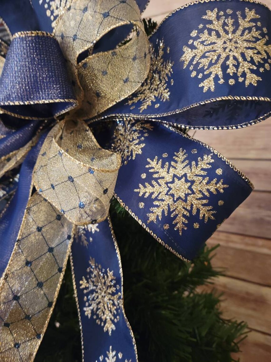 Elegant Christmas Tree Topper Blue and Gold Tree Topper - Etsy