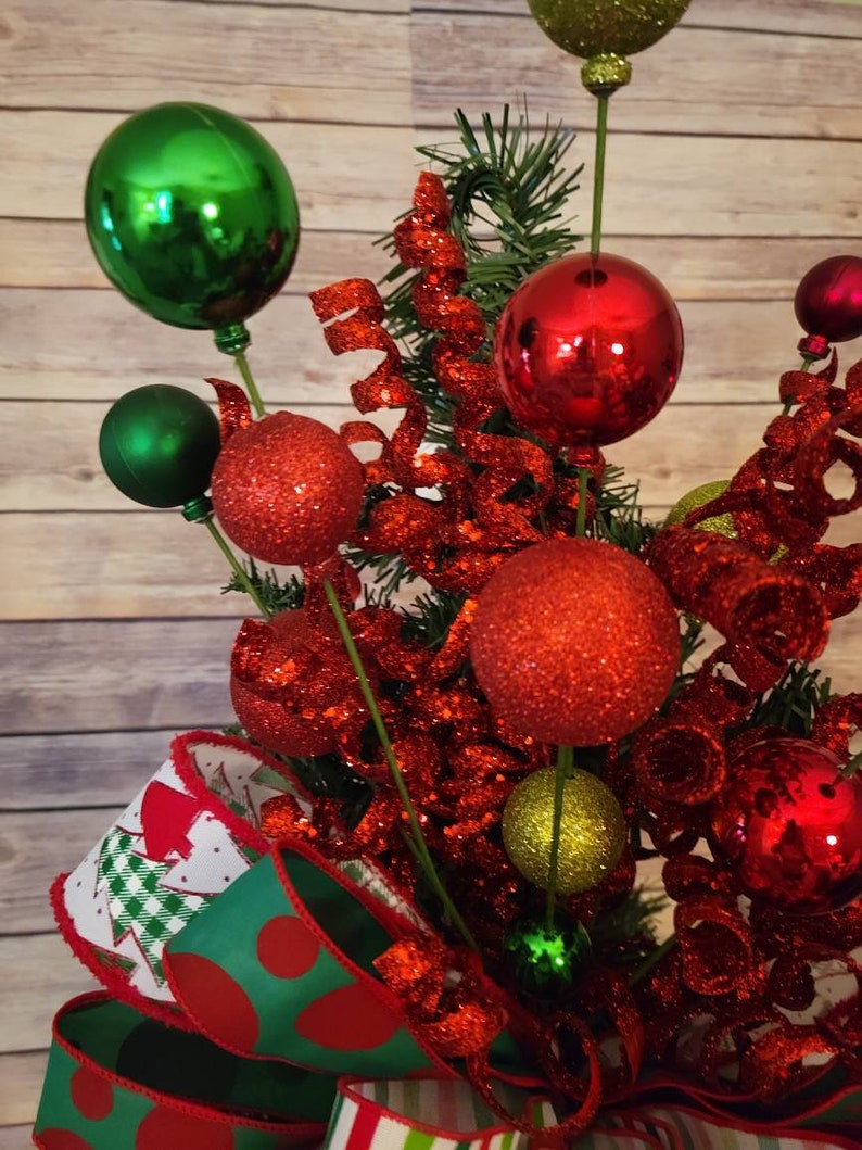 Whimsical Christmas Tree Topper Red and Green Christmas Tree Etsy