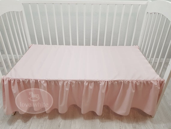 Pink cotton crib skirt for baby girl 