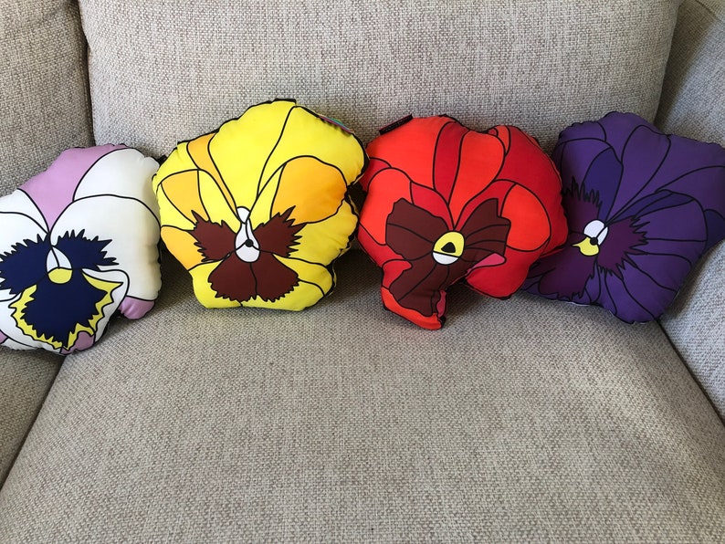 Shaped cushions PANSY FLOWERS Yellow