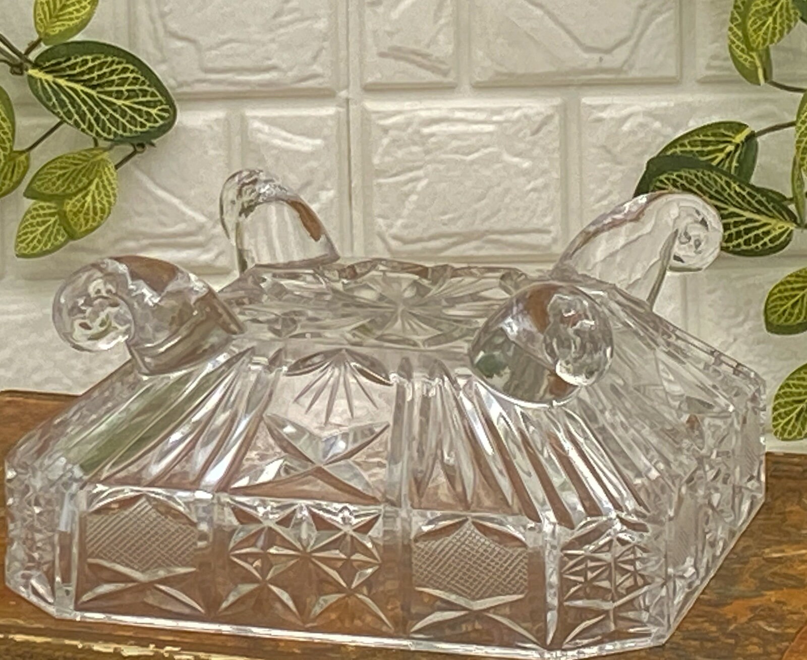 Vintage Cut Glass Dish Square Shaped Candy Dish with Lid Etsy