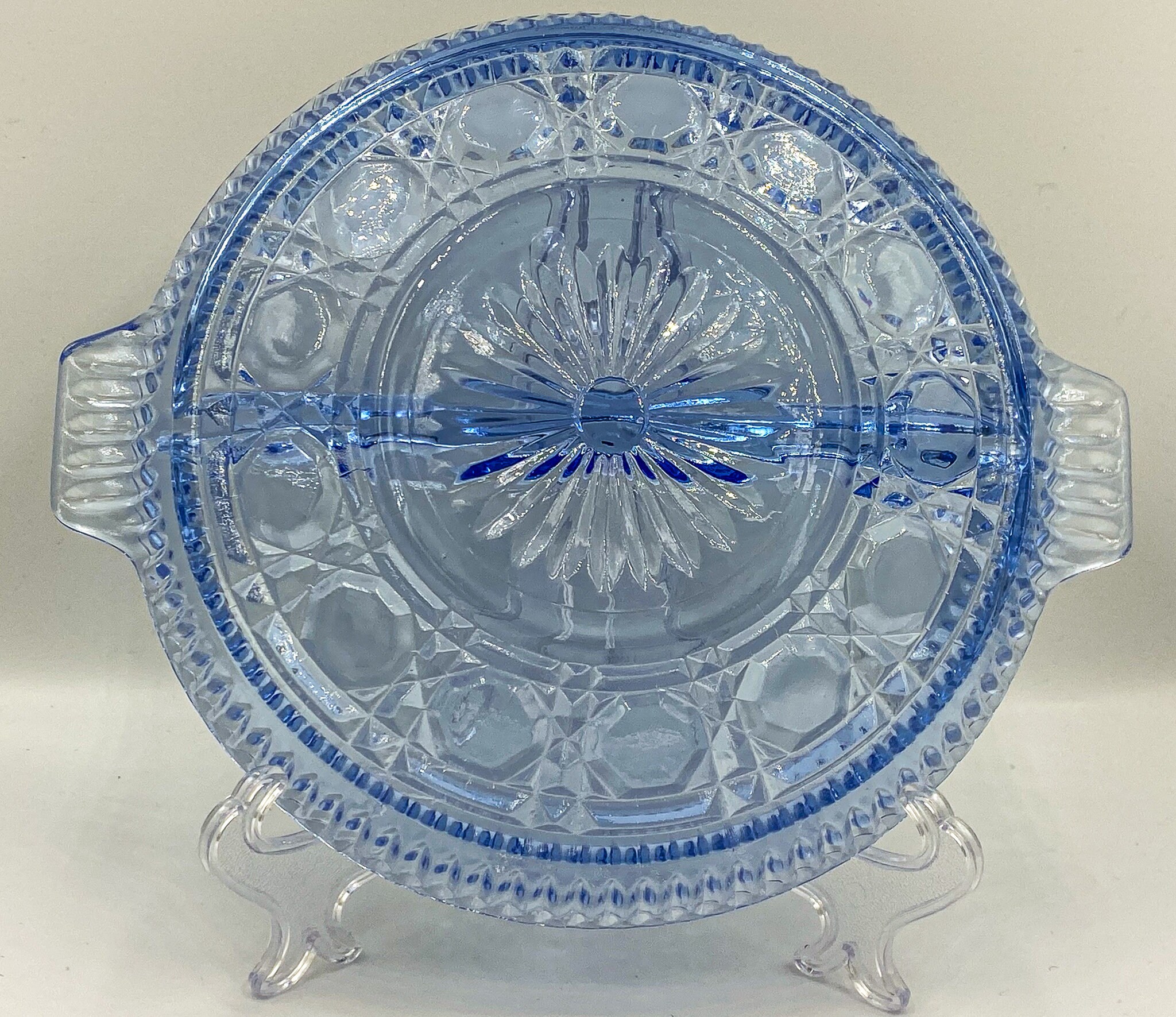 Vintage Blue Glass Divided Relish Dish Indiana Glass Royal Etsy