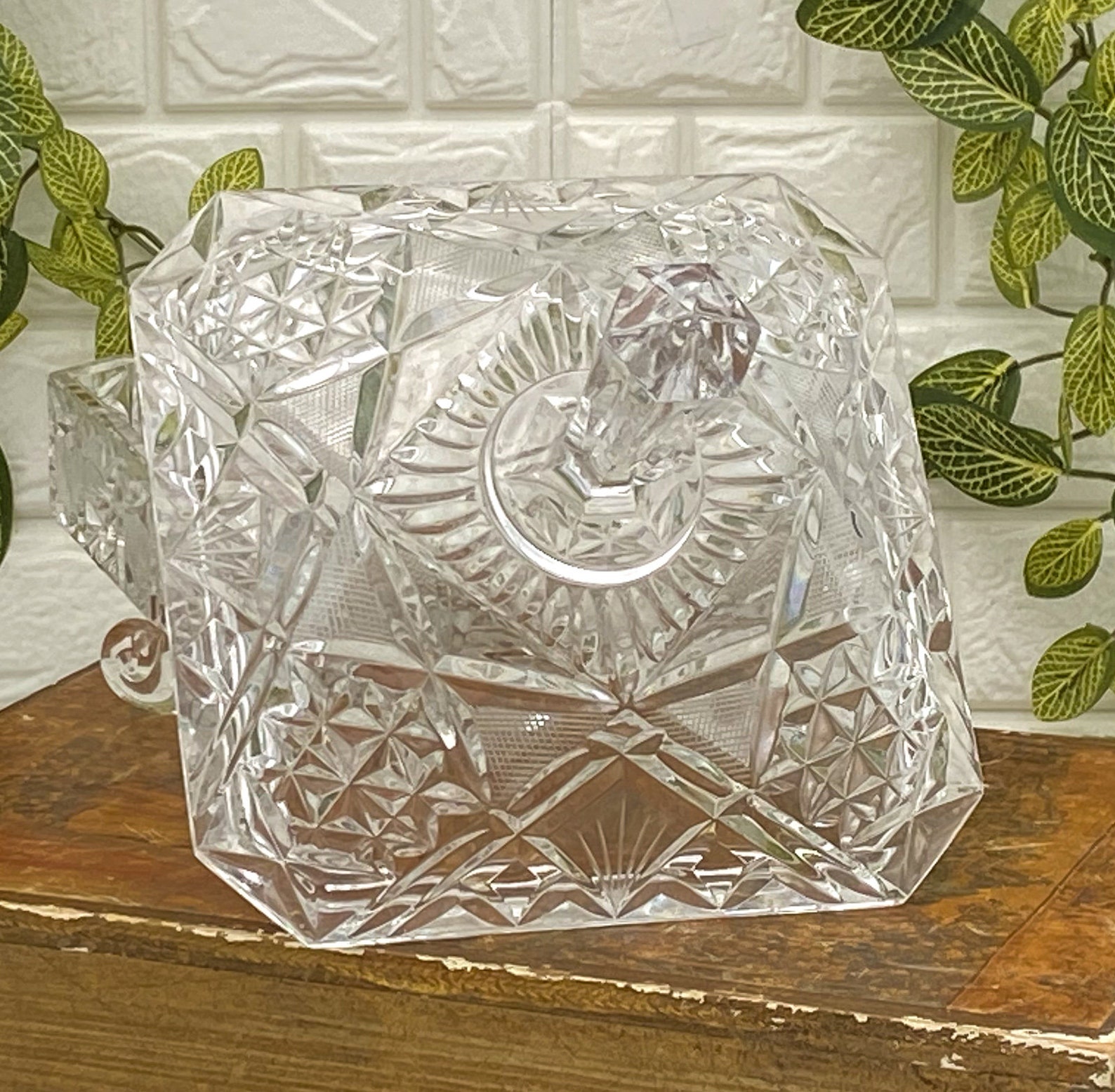 Vintage Cut Glass Dish Square Shaped Candy Dish with Lid Etsy