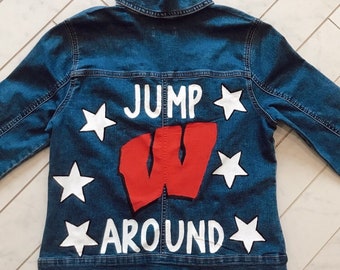Custom Painted Jean Jacket - University of Wisconsin