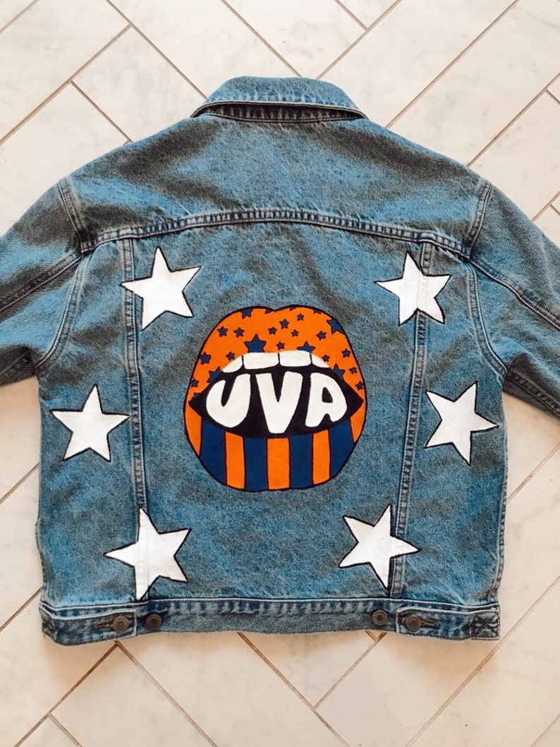 Custom Painted Jean Jacket University of Virginia Etsy UK