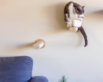 Wall Mounted Cat Steps, Sisal Scratching Post, 3-Step Pack