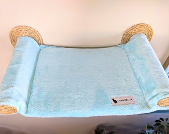Amaca per gatti, tiragraffi, cuccia accogliente per gatti - Regalo unico per gli amanti dei gatti, mensola da parete per gatti, trespolo, amaca adatta a tutti gli arredi - Blu pastello