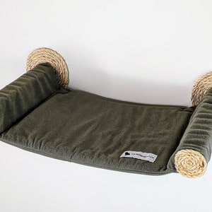 Katzen Hängematte, gemütliches Katzenbett - Einzigartiges Katzen Geschenk für Katzenliebhaber, Wand Katzenregal, Sitzstange - Boho Sage