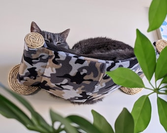 Amaca per gatti, albero per gatti, cuccia morbida e accogliente per gatti - regalo unico per gli amanti dei gatti, mensola galleggiante per gatti montata a parete, trespolo, la migliore amaca per gatti - mimetica