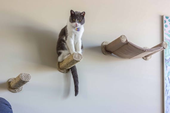 Cat Hammock With Two Sisal Steps Tan