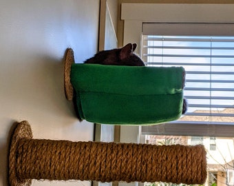 Cat Hammock with Two Sisal Steps - Emerald Green