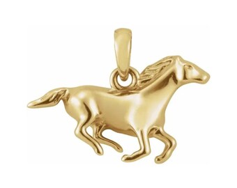 14K Yellow Gold Horse Pendant