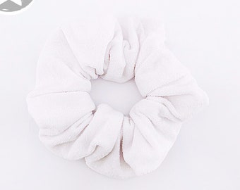 Beach Towel White TOWEL Scrunchie / Spa Scrunchie / Towel Scrunchie / Bath Scrunchie / Velour Scrunchie / Luxe Plush Pamper Scrunchie