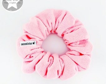 Beach Towel Pink TOWEL Scrunchie / Spa Scrunchie / Towel Scrunchie / Bath Scrunchie / Velour Scrunchie / Luxe Shower Scrunchie