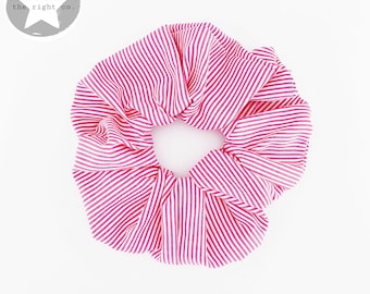 Sweet Stuff Stripe Scrunchie / Pink Striped Scunchie / Pink Striped Hair Tie / White Stripe Scrunchie / Pink and White Stripe Hair Scrunchie