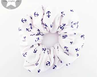 Ahoy Scrunchie / Anchor Scrunchie / Nautical Scrunchie / Sea Ship Scrunchie / Cruise Scrunchie / Beach Scrunchie / Disney Cruise Scrunchie