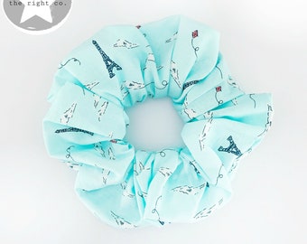 Fly Me To Paris Scrunchie / Eiffle Tower Scunchie / Paris Scrunchie / Disney Paris Scrunchie / Plane Scrunchie / Paris Travel Scrunchie