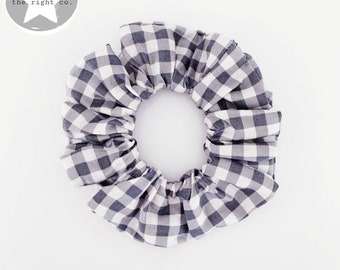 Grey Gingham Scrunchie / Grey Scunchie / Gingham Scrunchie / Country Scrunchie / Farm Scrunchie / Disney Scrunchie /Gingham Pattern Hair Tie