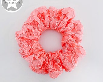 Pink Lace Scrunchie / Lace Scrunchie / Floral Lace Scrunchie / Pink Floral Lace Scrunchie / Pink Lacey Scrunchie / Girly Lace Scrunchie