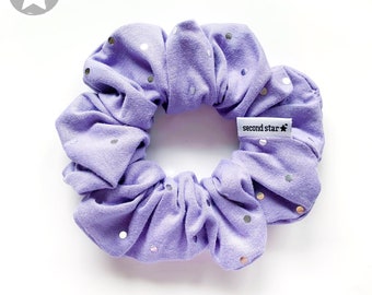 Lilac Metallic Dot Scrunchie / Disco Ball Scunchie / Purple Lilac Scrunchie / Purple Metallic Scrunchie / Glitter Dot Metallic Scrunchie