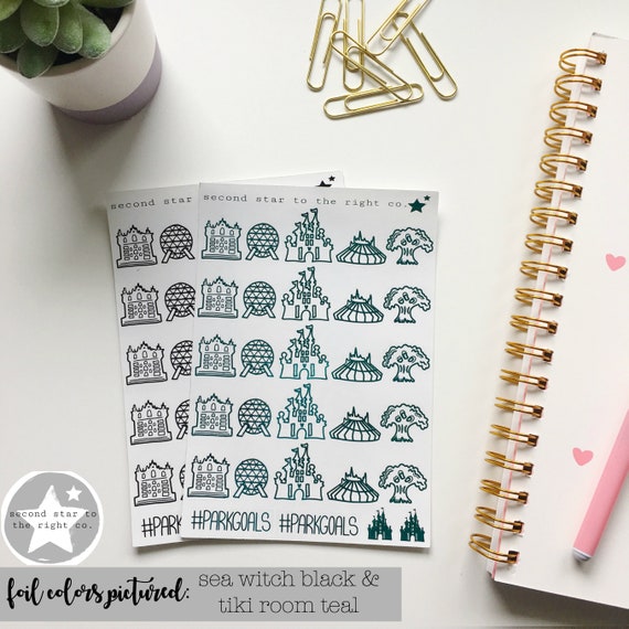 Disney World Park Icons Planner Stickers Disneyworld Icon Planner Stickers Castle Foil Stickers Foil Stickers Disney Foil Stickers
