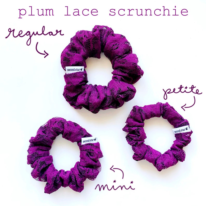Plum Lace Scrunchie / Lace Scrunchie / Floral Lace Scrunchie / Purple Floral Lace Scrunchie / Purple Lace Scrunchie / Girly Lace Scrunchie image 2