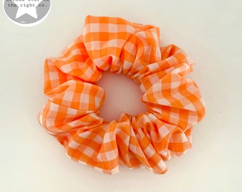 Orange Zest Gingham Scrunchie / Gingham Scunchie / Orange Scrunchie / Disney Scrunchie / Toy Story Scrunchie / Zesty Orange Stripe Scrunchie