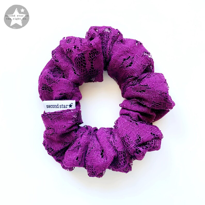 Plum Lace Scrunchie / Lace Scrunchie / Floral Lace Scrunchie / Purple Floral Lace Scrunchie / Purple Lace Scrunchie / Girly Lace Scrunchie image 1