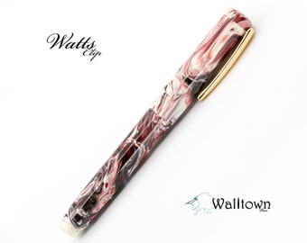 Black Cherry Koi | Watts Clip 2.0 Model | #6 Jowo | Handmade Fountain Pen