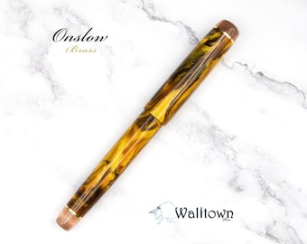 Golden Honey w/ Smoky Quartz | Onslow Brass Model | #6 Jowo | Handmade Fountain Pen