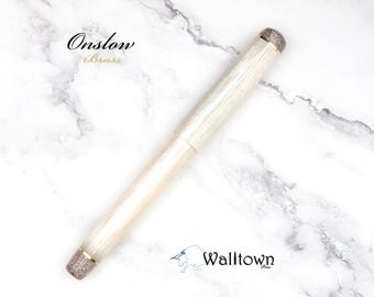 Latte con cuarzo helado / Modelo de latón Onslow / Jowo n.° 6 / Pluma estilográfica hecha a mano