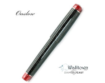 Black and Cinnabar Radiance DiamondCast | Onslow Model | #6 Jowo | Handmade Fountain Pen