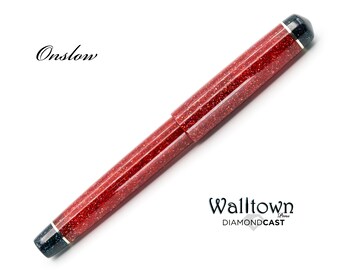 Cinnabar Radiance and Midnight Radiance DiamondCast | Onslow Model | #6 Jowo | Handmade Fountain Pen