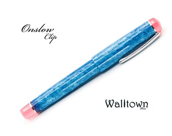 Platinum Blue with Clear Ruby | Onslow Clip Model | #6 Jowo | Handmade Fountain Pen