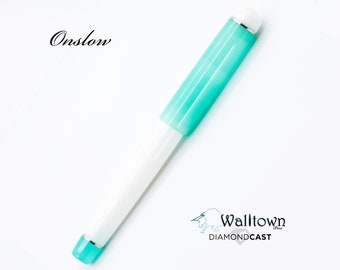 Wedding White DiamondCast w/ Dioptase Masters Series DiamondCast | Onslow Model | #6 Jowo | Handmade Fountain Pen