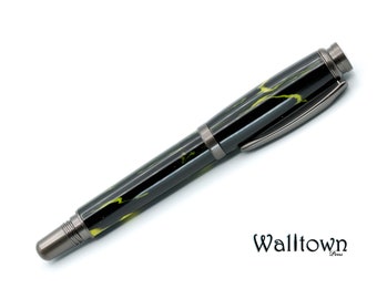 Commander Rollerball | Black and Gold | Handmade Rollerball Pen | Capped Rollerball | Executive Pen | Black Chrome