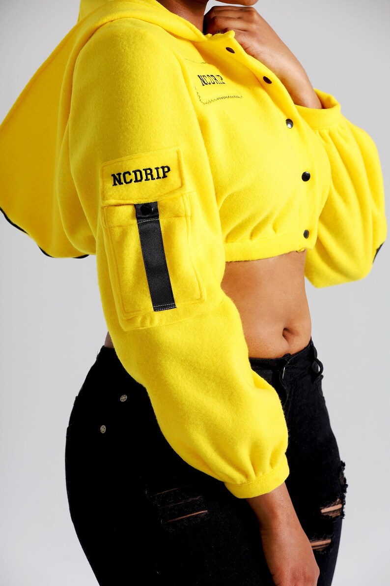 I Slay Cropped Hoddie, Womens Hoodie, Womens Crop Top, Womens Yellow Crop Top, Womens Yellow Hoodie, Womena Yellow Cropped Hoodie image 4