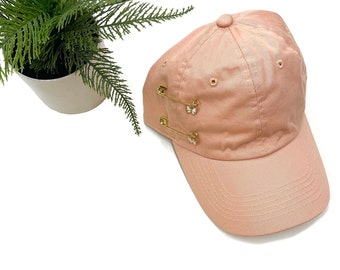 Like a Butterfly Cap, Butterfly Charm Cap, Pink Cap, Adjustable Cap, Pierced cap, Kpop inspired Cap,