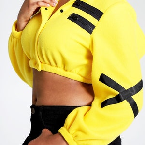 I Slay Cropped Hoddie, Womens Hoodie, Womens Crop Top, Womens Yellow Crop Top, Womens Yellow Hoodie, Womena Yellow Cropped Hoodie image 2