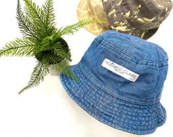 Noerand Claire October Edition Bucket Hat, Denim Bucket hat, Fall Bucket Hat, Women’s hat, Mens hat, Children’s Hats, Blue bucket hat