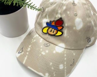 Waddle-de cap with Enamel Pin, Nintendo Kirby - Waddle Dee Cap, Cute Waddle Dee dad hat, Bleached Hat, Adjustable Cap, Waddle dee pin