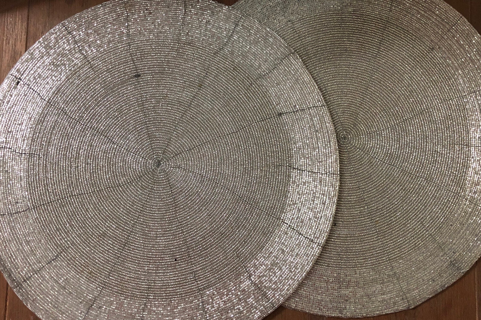 Silver Table Mats Set of 4 Handmade Silver Beaded Mat Centre Etsy