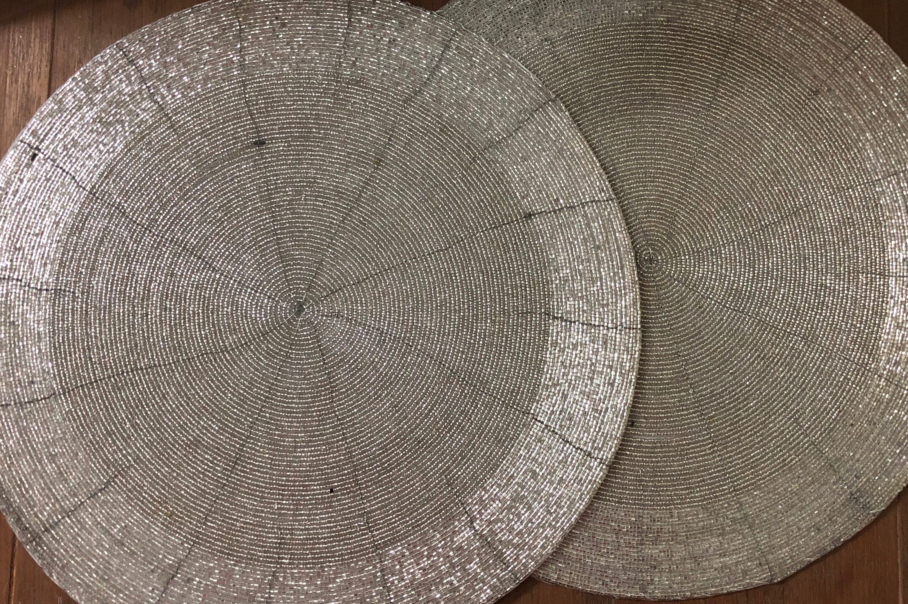 Silver Table Mats Set of 4 Handmade Silver Beaded Mat Centre Etsy