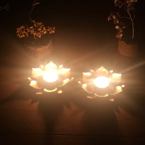 Lotus Blossom Tealight Candleholders, Table Top Tea Light Holder, Votive Holder, Lamps Lighting, Home Decor, Housewarming Gift, Candle Decor