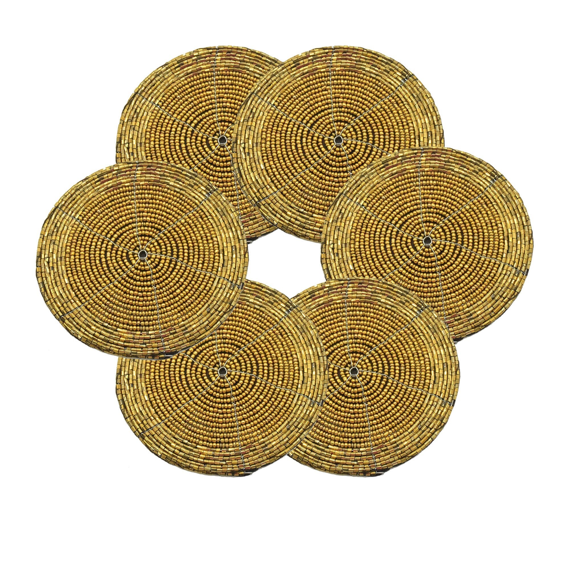 Antique Gold Coasters Set of 6 Handmade Beaded Coasters Etsy
